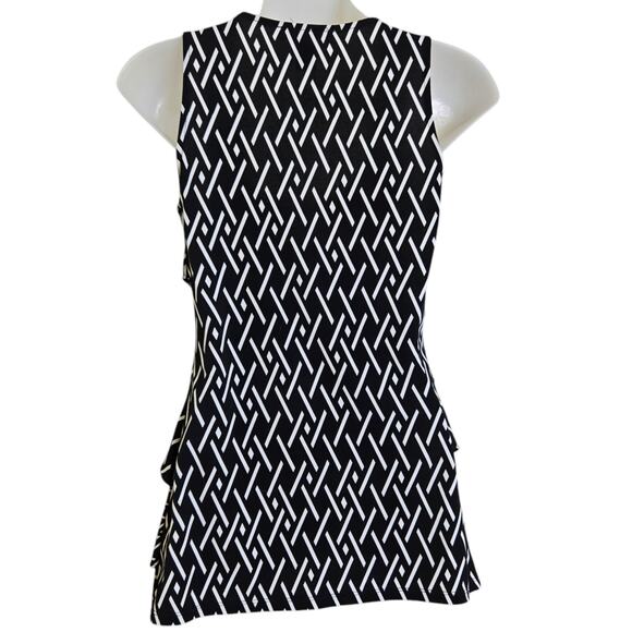White‎ House Black Market Womens Geometric Print Tank XS Tiered Ruffles Stretch - Picture 5 of 7